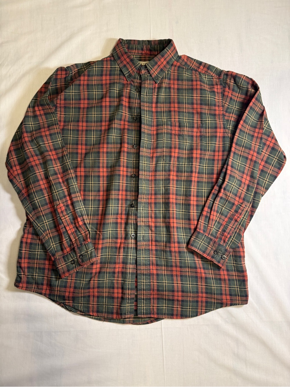 Vintage LL Bean Flannel Shirt Mens Large Regular Made in Canada Plaid Cotton